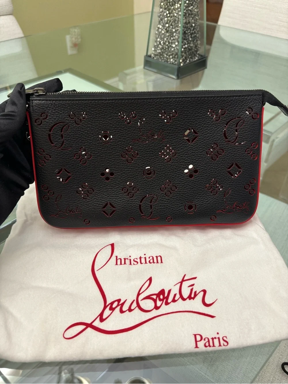 Authentic Christian Louboutin Loubila Leather Clutch